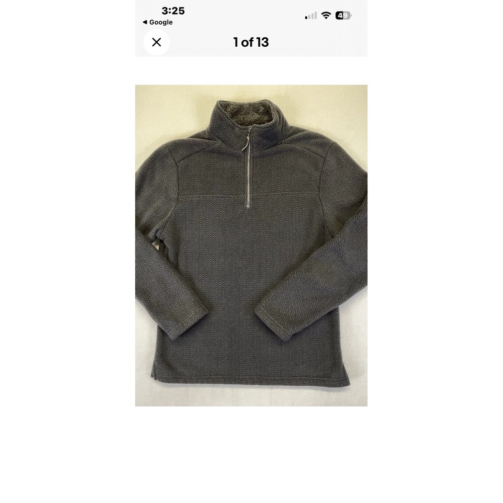 London‎ Fog Collection Mens Gray Herringbone Quarter Zip Fleece Pullover XL